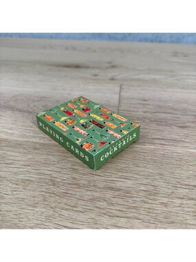 Vintage Style Classic Cocktails Deck of Playing Cards Green Retro Recipes MidMod